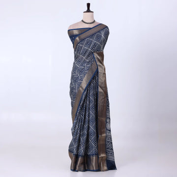 Navy Dola Silk Sarees for Women | Office Wear Casual Outings & Special Occasions | Jeyachandran - Full View