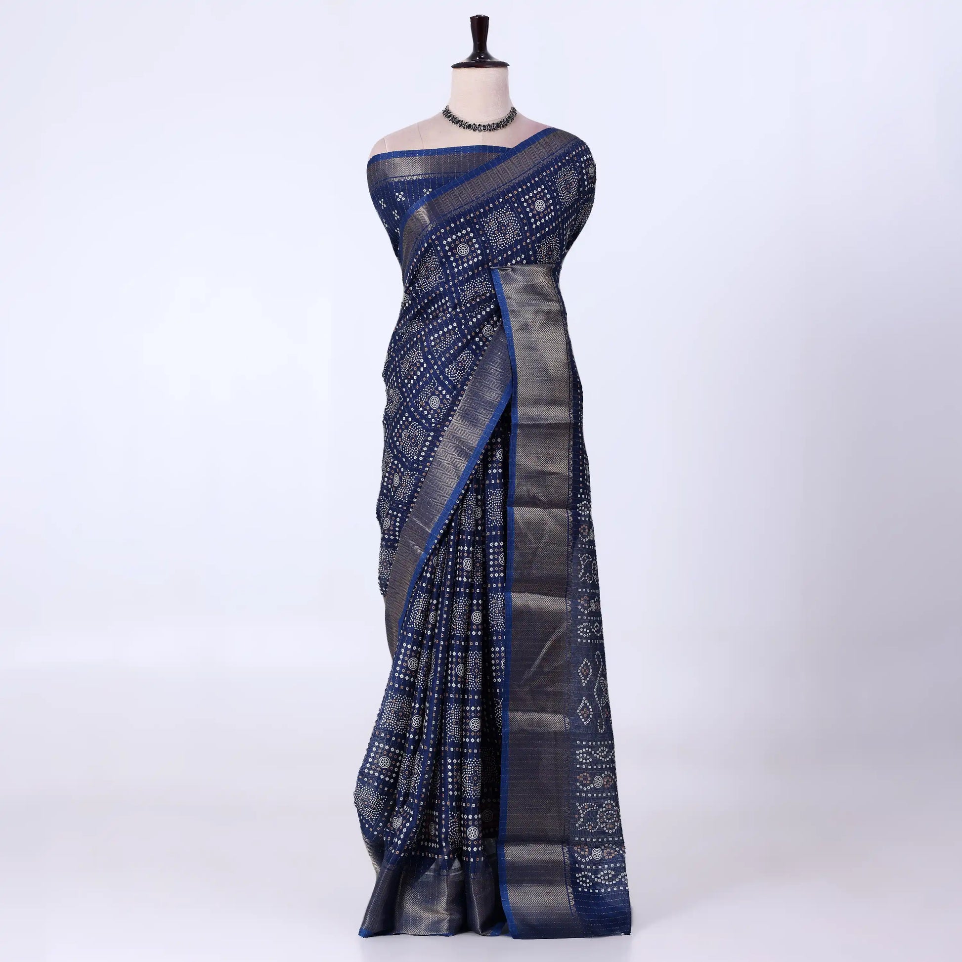 Navy Dola Silk Sarees for Women | Office Wear Casual Outings & Special Occasions | Jeyachandran - Full View