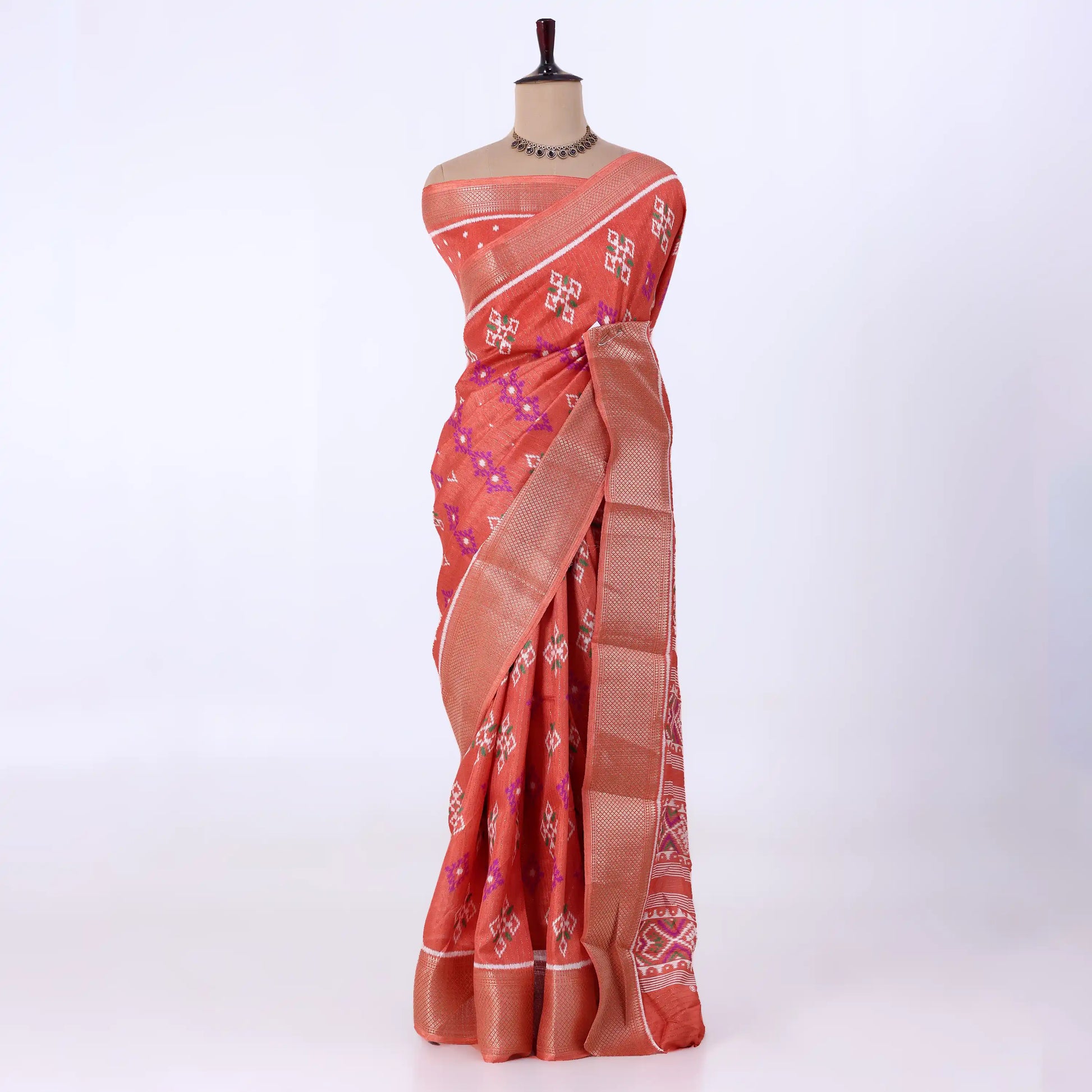 Orange Dola Silk Sarees for Women | Office Wear Casual Outings & Special Occasions | Jeyachandran - Full View