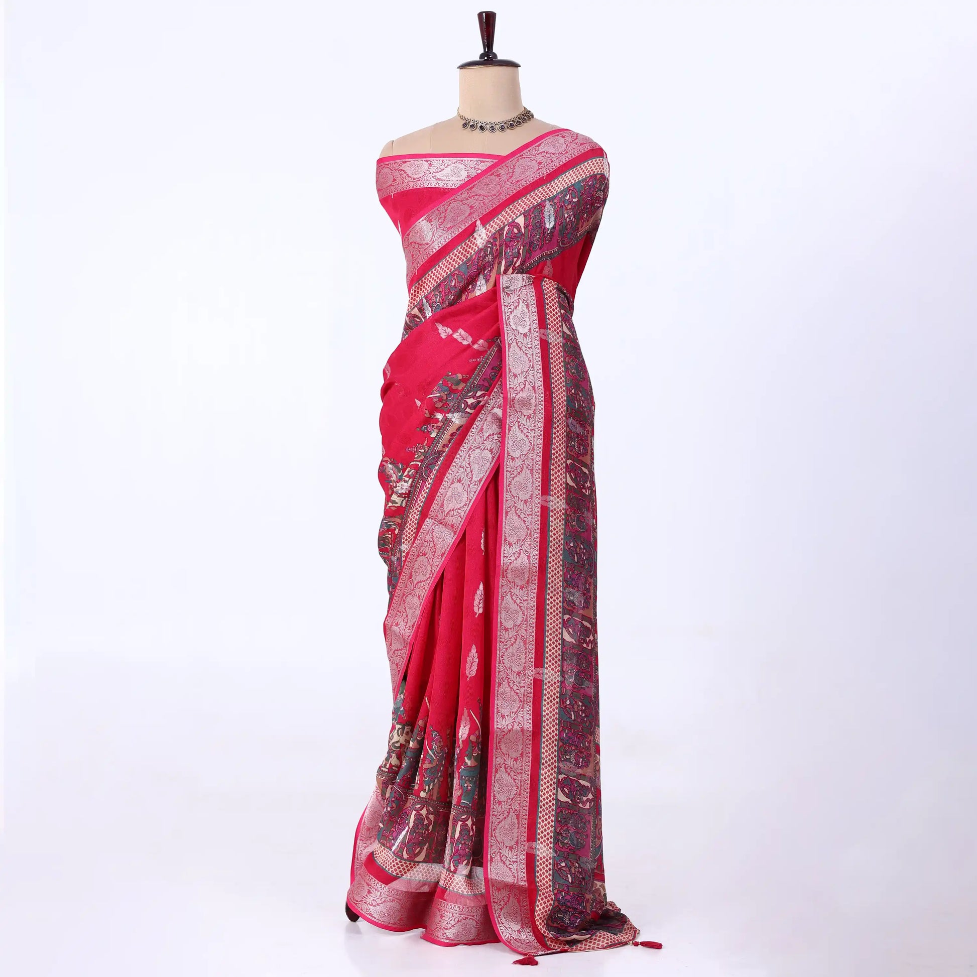 Pink Dola Silk Sarees for Women | Office Wear Casual Outings & Special Occasions | Jeyachandran - Full View