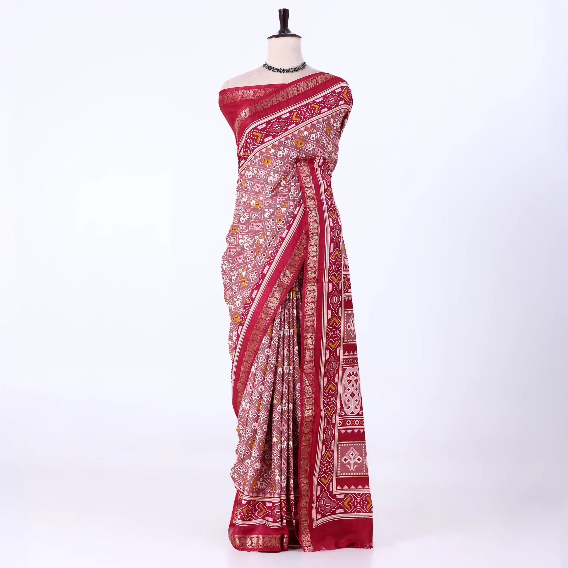 Red Dola Silk Sarees for Women | Office Wear Casual Outings & Special Occasions | Jeyachandran - Full View