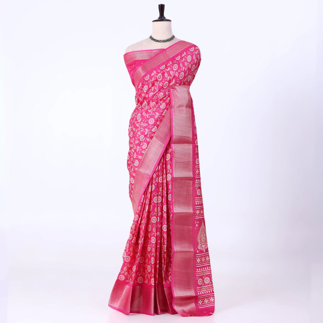 Pink Dola Silk Sarees for Women | Office Wear Casual Outings & Special Occasions | Jeyachandran - Full View