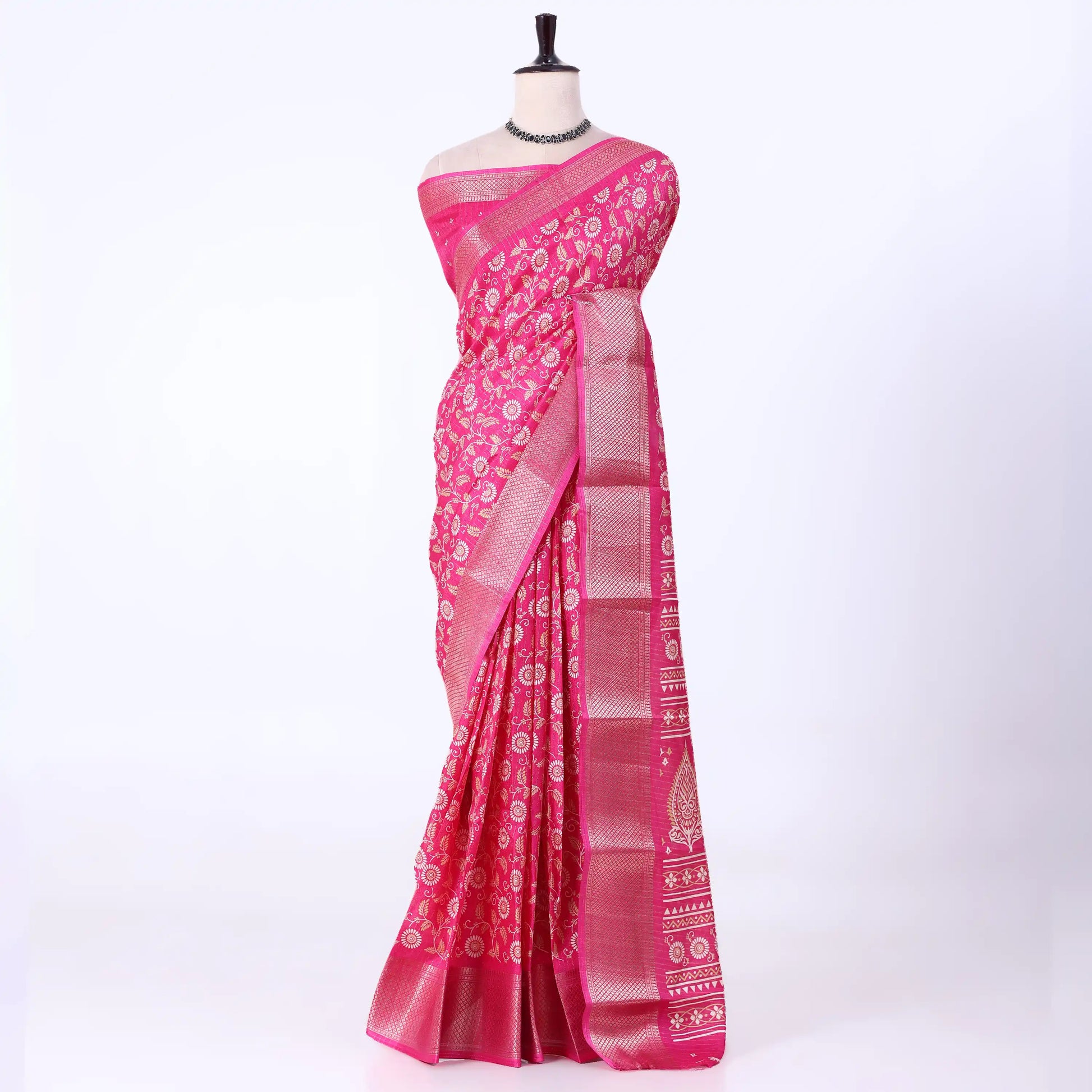 Pink Dola Silk Sarees for Women | Office Wear Casual Outings & Special Occasions | Jeyachandran - Full View