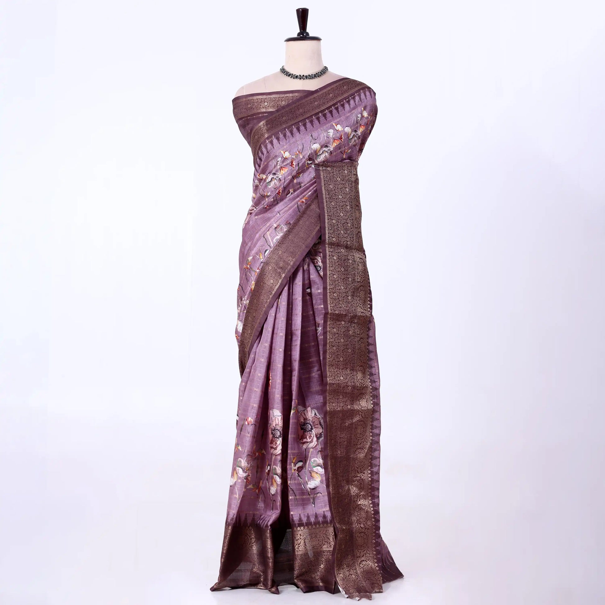 Purple Dola Silk Sarees for Women | Office Wear Casual Outings & Special Occasions | Jeyachandran - Full View