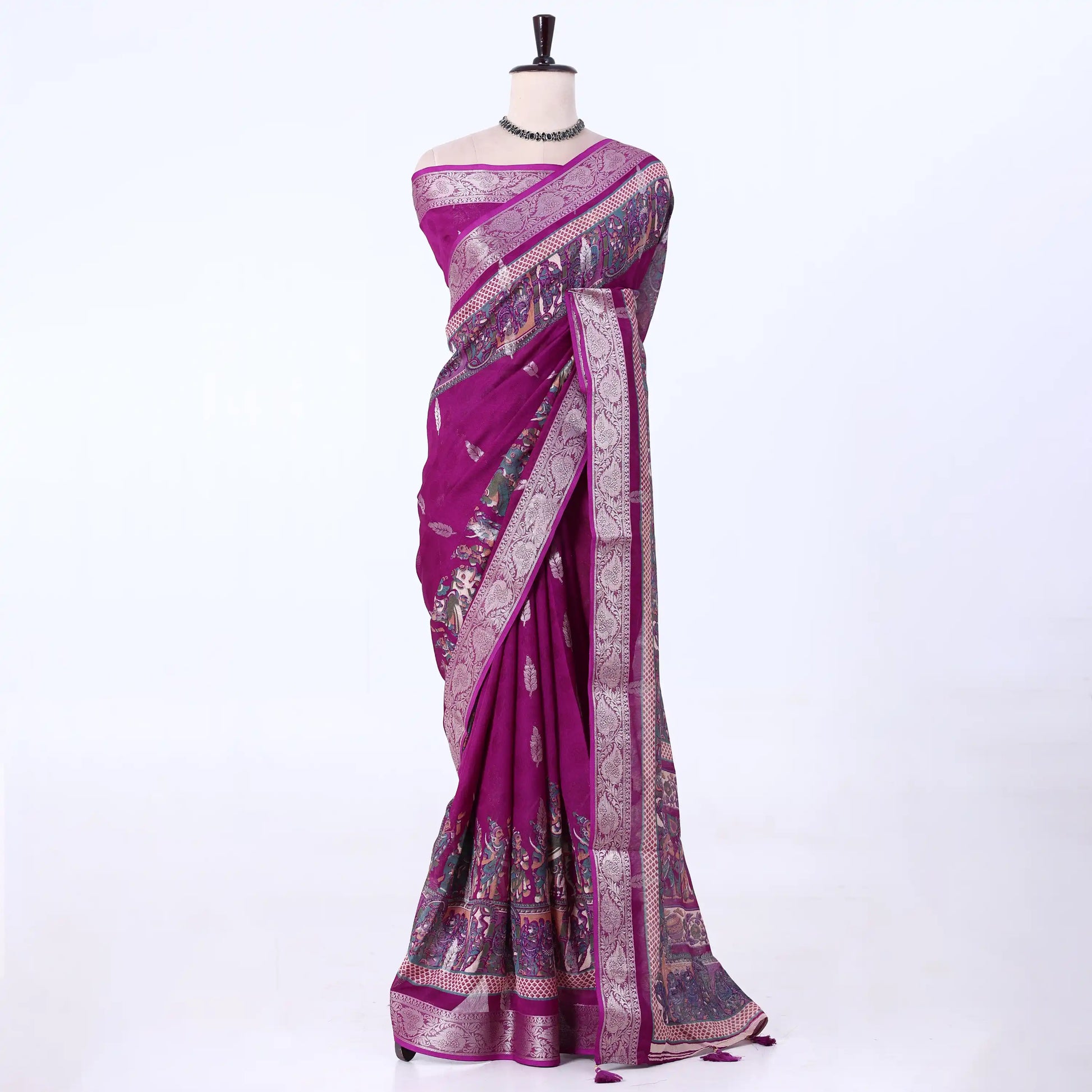 Purple Dola Silk Sarees for Women | Office Wear Casual Outings & Special Occasions | Jeyachandran - Full View