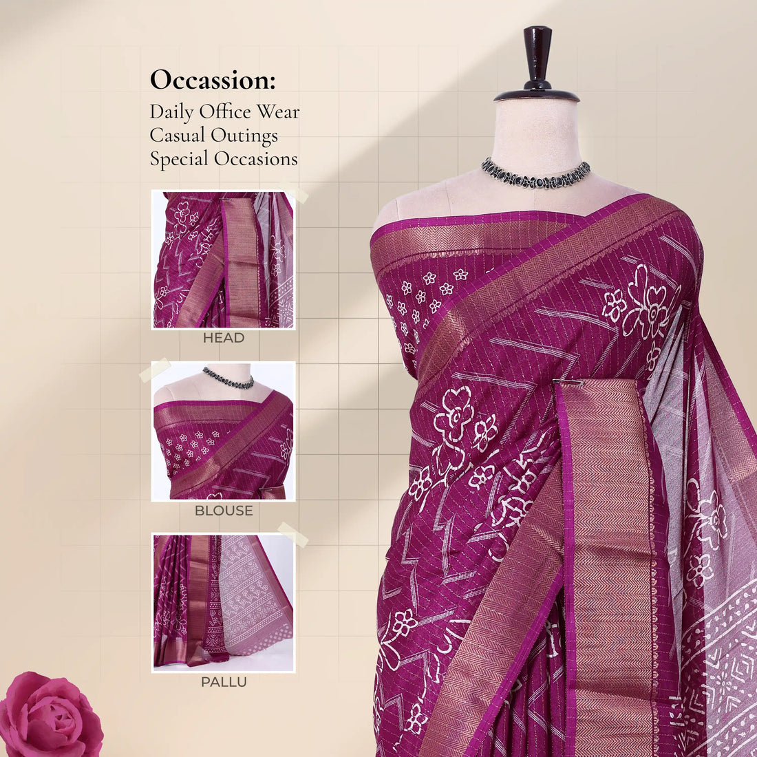 Purple Dola Silk Sarees for Women | Office Wear Casual Outings & Special Occasions | Jeyachandran - Full View