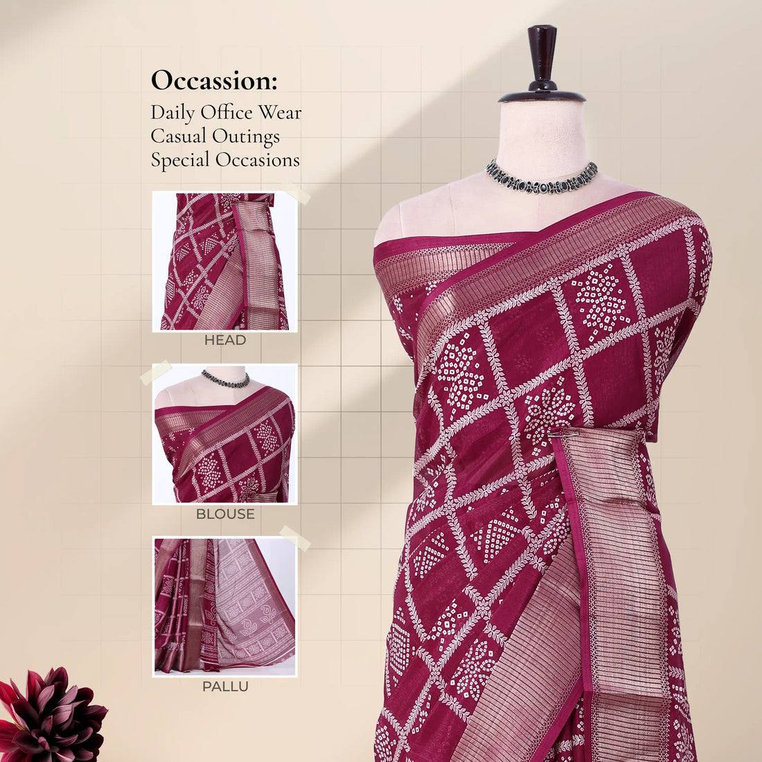 Purple Dola Silk Sarees for Women | Office Wear Casual Outings & Special Occasions | Jeyachandran - Full View