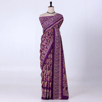 Purple Dola Silk Sarees for Women | Office Wear Casual Outings & Special Occasions | Jeyachandran - Full View