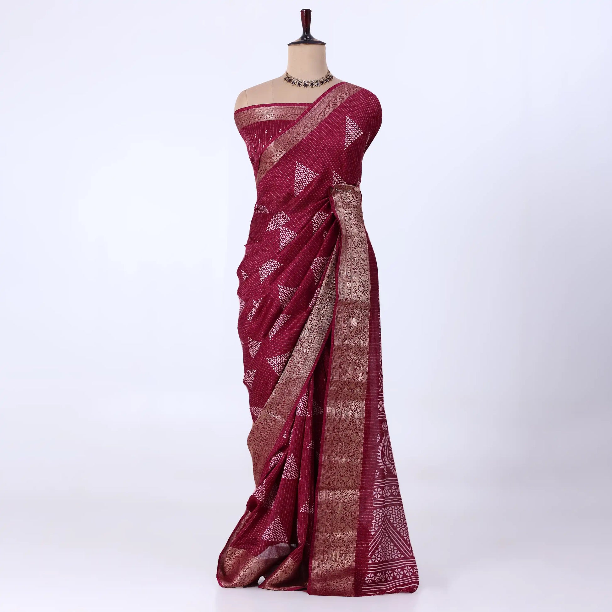 Maroon Dola Silk Sarees for Women | Office Wear Casual Outings & Special Occasions | Jeyachandran - Full View
