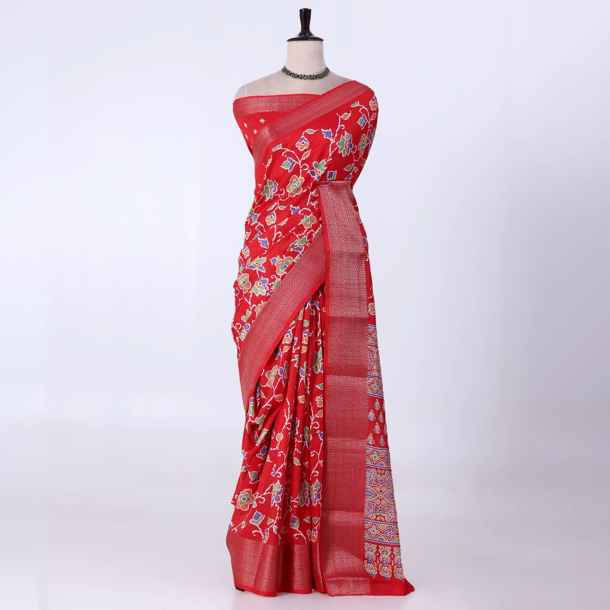 Red Dola Silk Sarees for Women | Office Wear Casual Outings & Special Occasions | Jeyachandran - Full View
