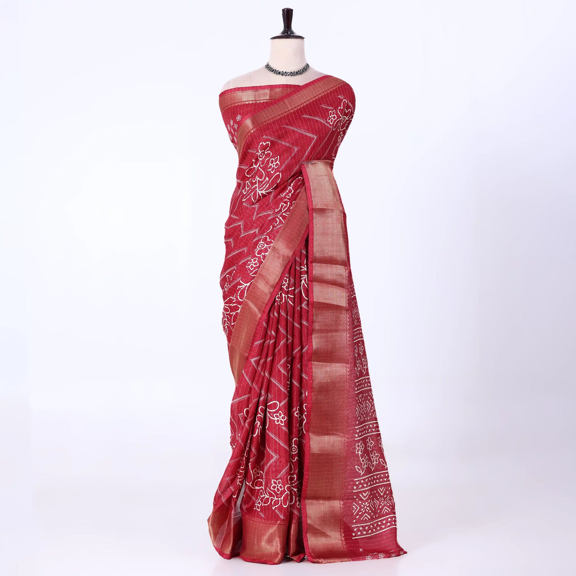 Red Dola Silk Sarees for Women | Office Wear Casual Outings & Special Occasions | Jeyachandran - Full View