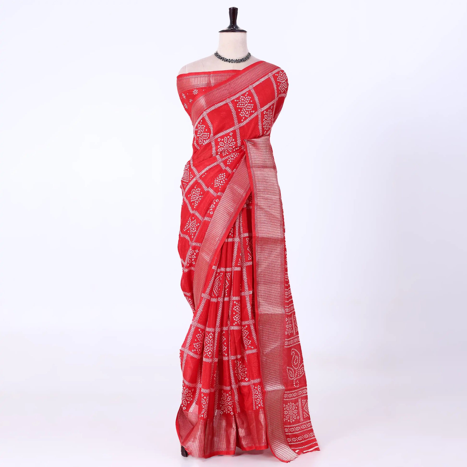 Red Dola Silk Sarees for Women | Office Wear Casual Outings & Special Occasions | Jeyachandran - Full View