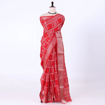 Red Dola Silk Sarees for Women | Office Wear Casual Outings & Special Occasions | Jeyachandran - Full View
