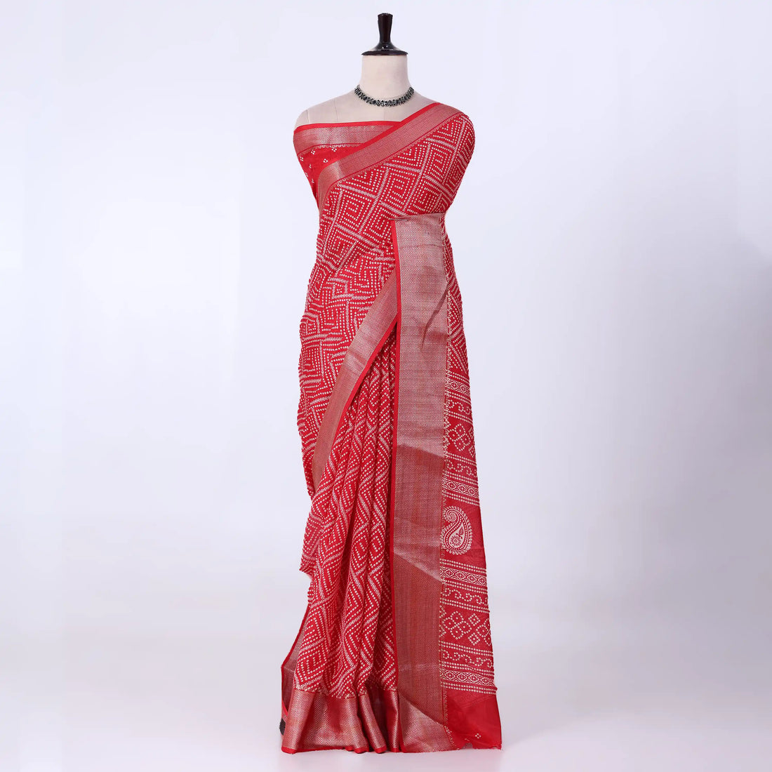 Red Dola Silk Sarees for Women | Office Wear Casual Outings & Special Occasions | Jeyachandran - Full View