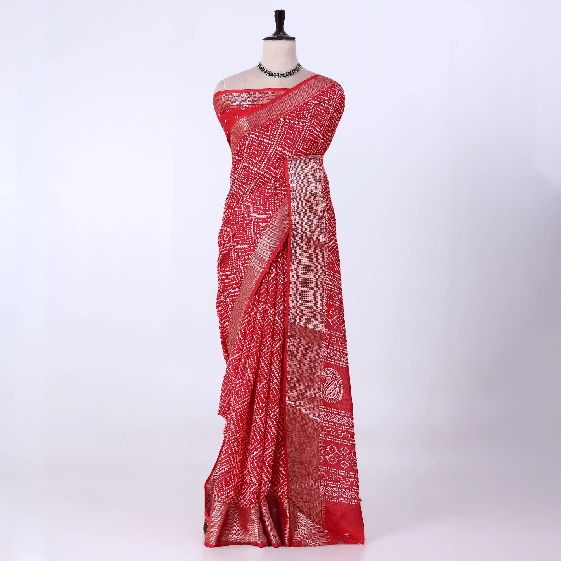 Red Dola Silk Sarees for Women | Office Wear Casual Outings & Special Occasions | Jeyachandran - Full View