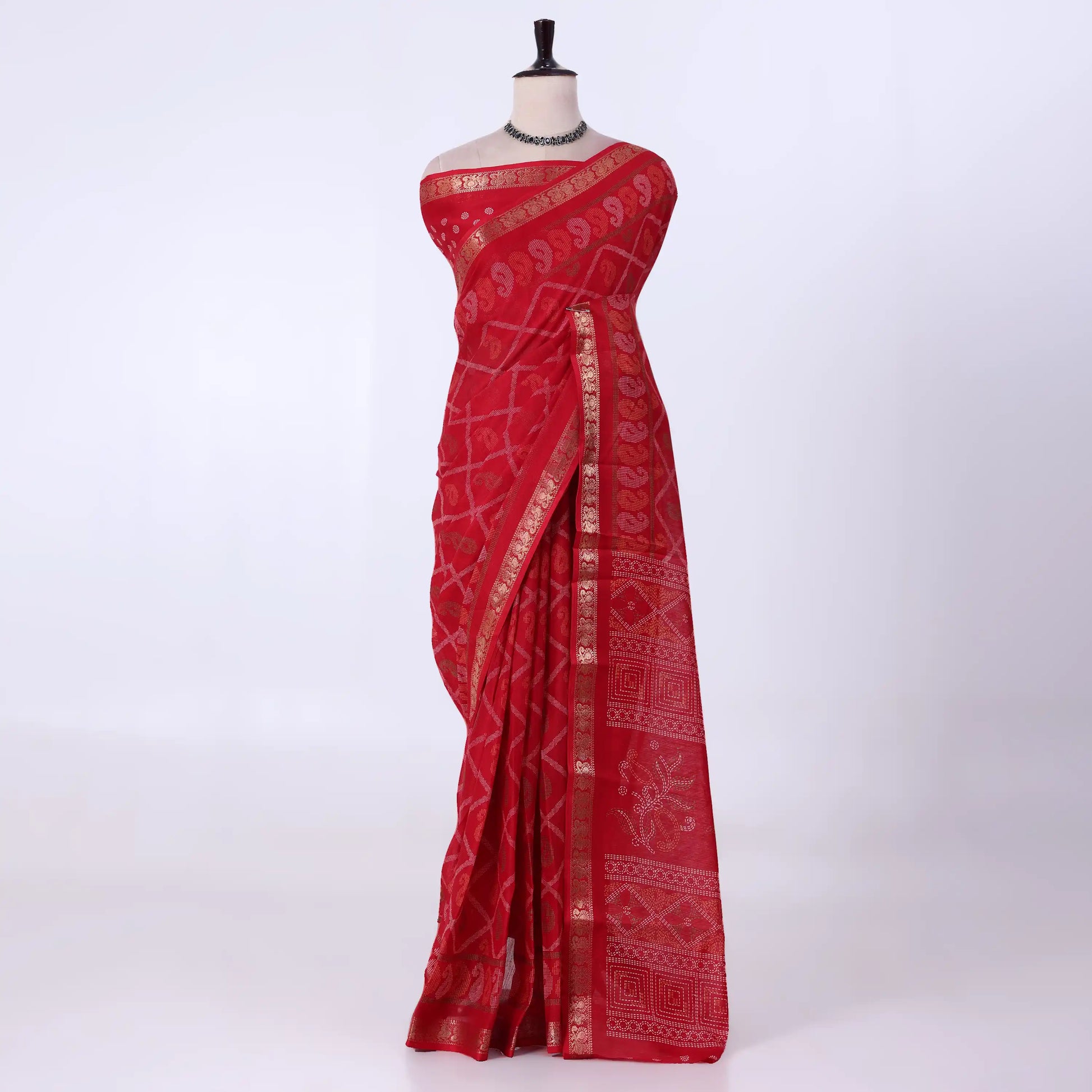 Red Dola Silk Sarees for Women | Office Wear Casual Outings & Special Occasions | Jeyachandran - Full View