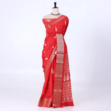 Red Dola Silk Sarees for Women | Office Wear Casual Outings & Special Occasions | Jeyachandran - Full View