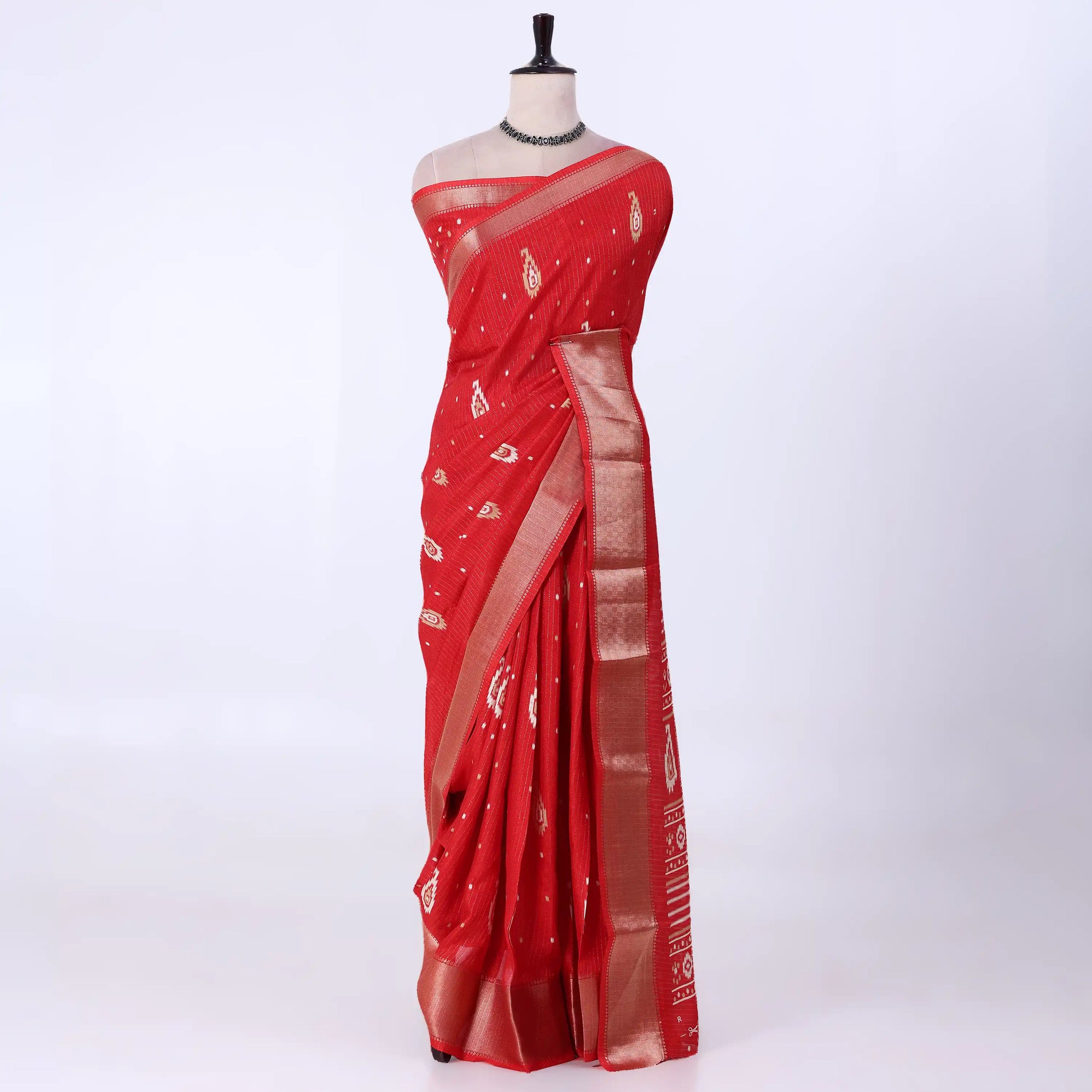 Red Dola Silk Sarees for Women | Office Wear Casual Outings & Special Occasions | Jeyachandran - Full View