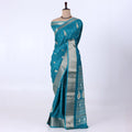 Teal Dola Silk Sarees for Women | Office Wear Casual Outings & Special Occasions | Jeyachandran - Full View