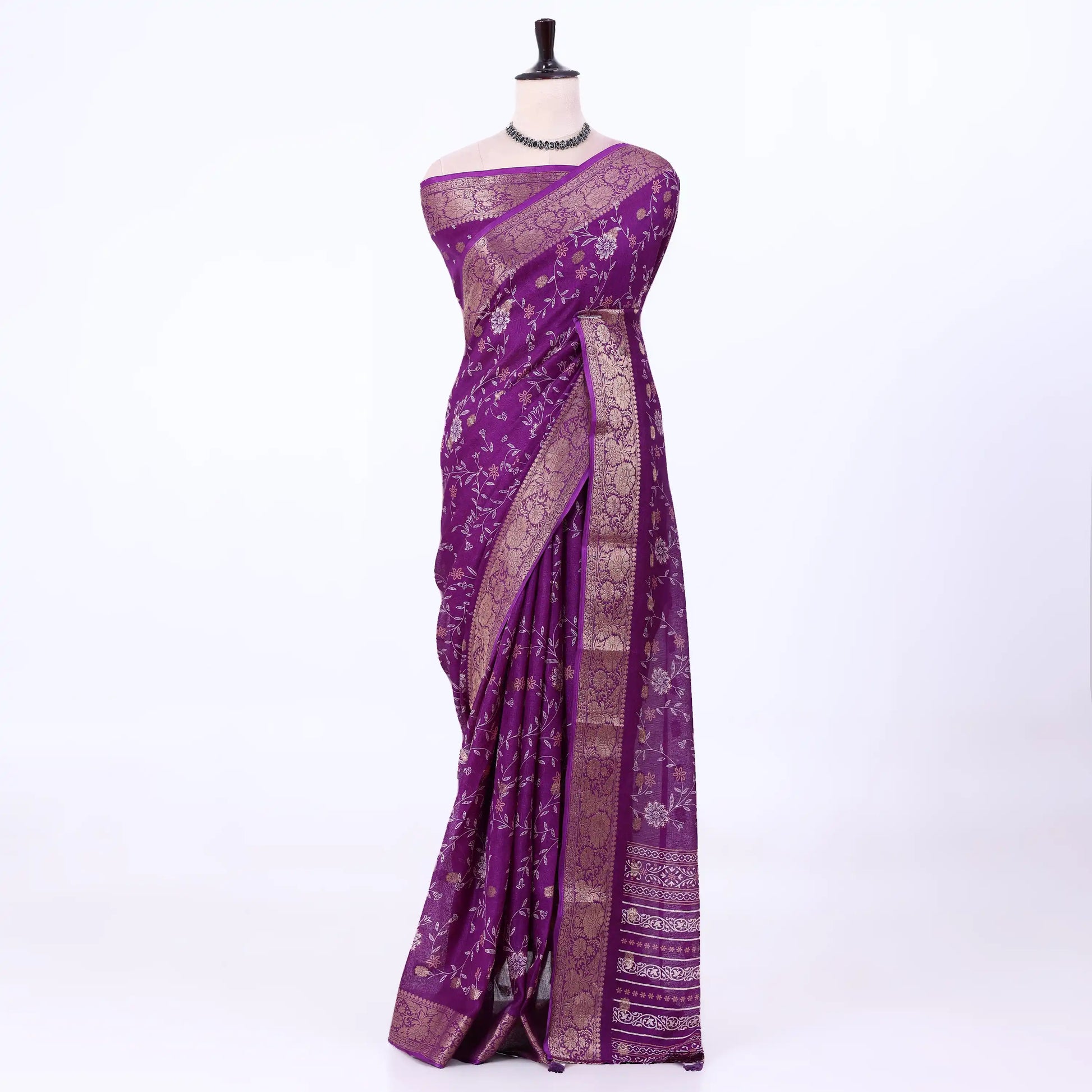 Purple Dola Silk Sarees for Women | Office Wear Casual Outings & Special Occasions | Jeyachandran - Full View