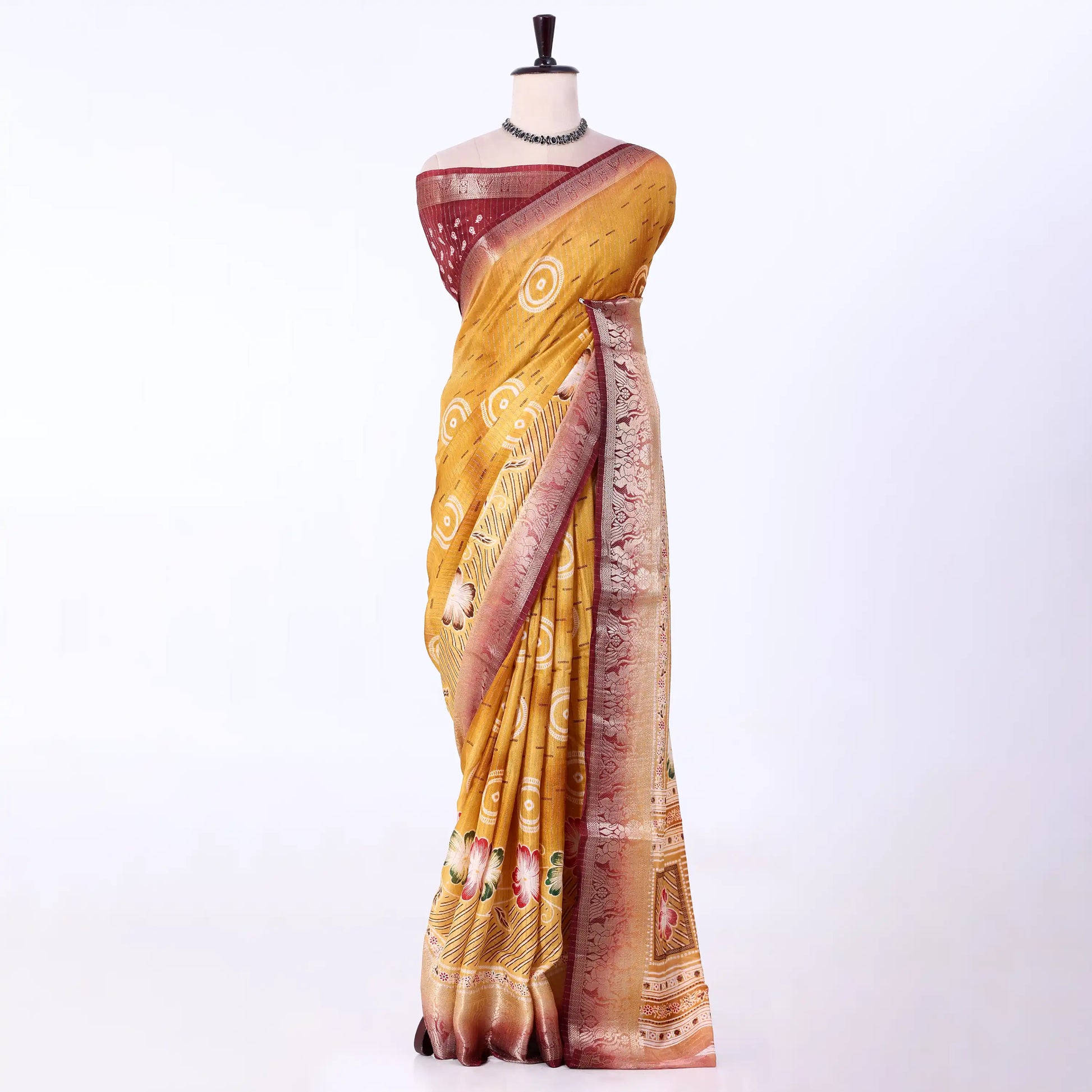 Yellow Dola Silk Sarees for Women | Office Wear Casual Outings & Special Occasions | Jeyachandran - Full View