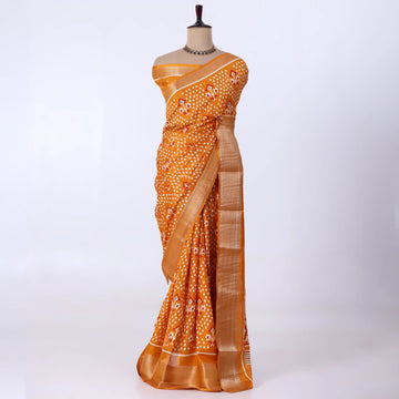 Yellow Dola Silk Sarees for Women | Office Wear Casual Outings & Special Occasions | Jeyachandran - Full View