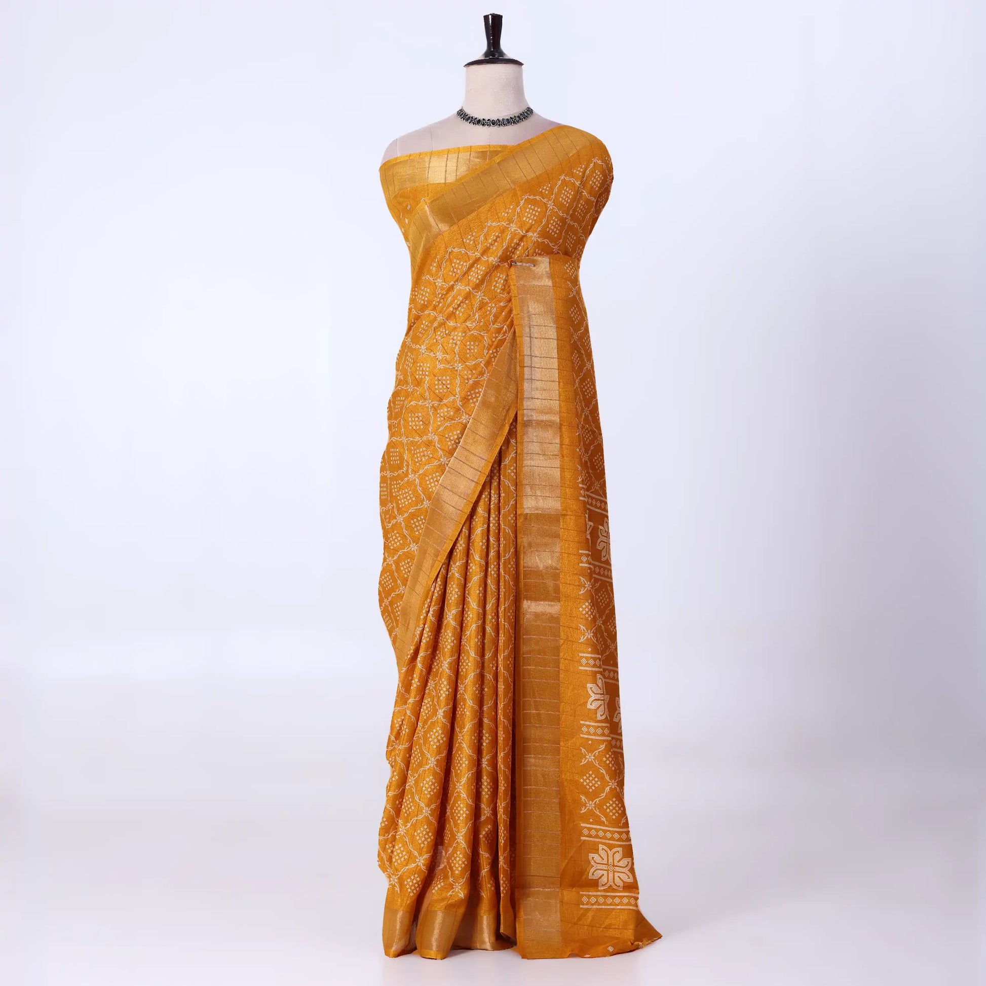 Yellow Dola Silk Sarees for Women | Office Wear Casual Outings & Special Occasions | Jeyachandran - Full View
