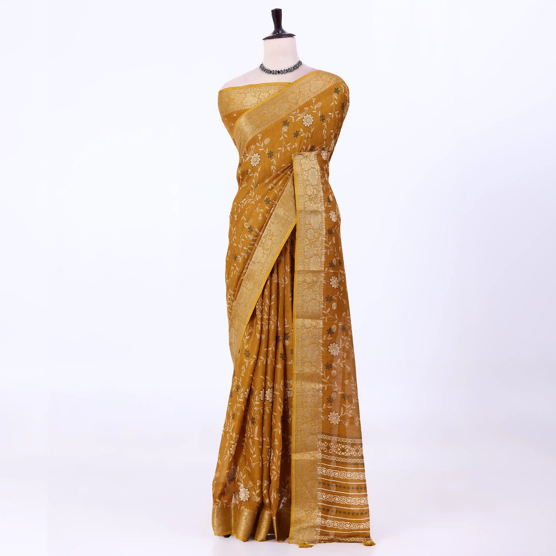 Yellow Dola Silk Sarees for Women | Office Wear Casual Outings & Special Occasions | Jeyachandran - Full View