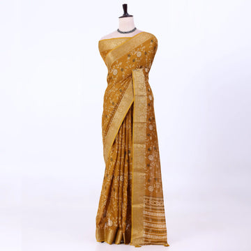 Yellow Dola Silk Sarees for Women | Office Wear Casual Outings & Special Occasions | Jeyachandran - Full View