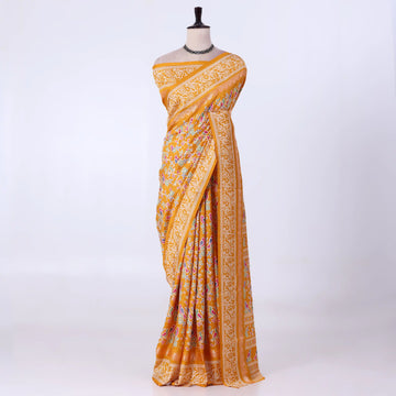 Yellow Dola Silk Sarees for Women | Office Wear Casual Outings & Special Occasions | Jeyachandran - Full View