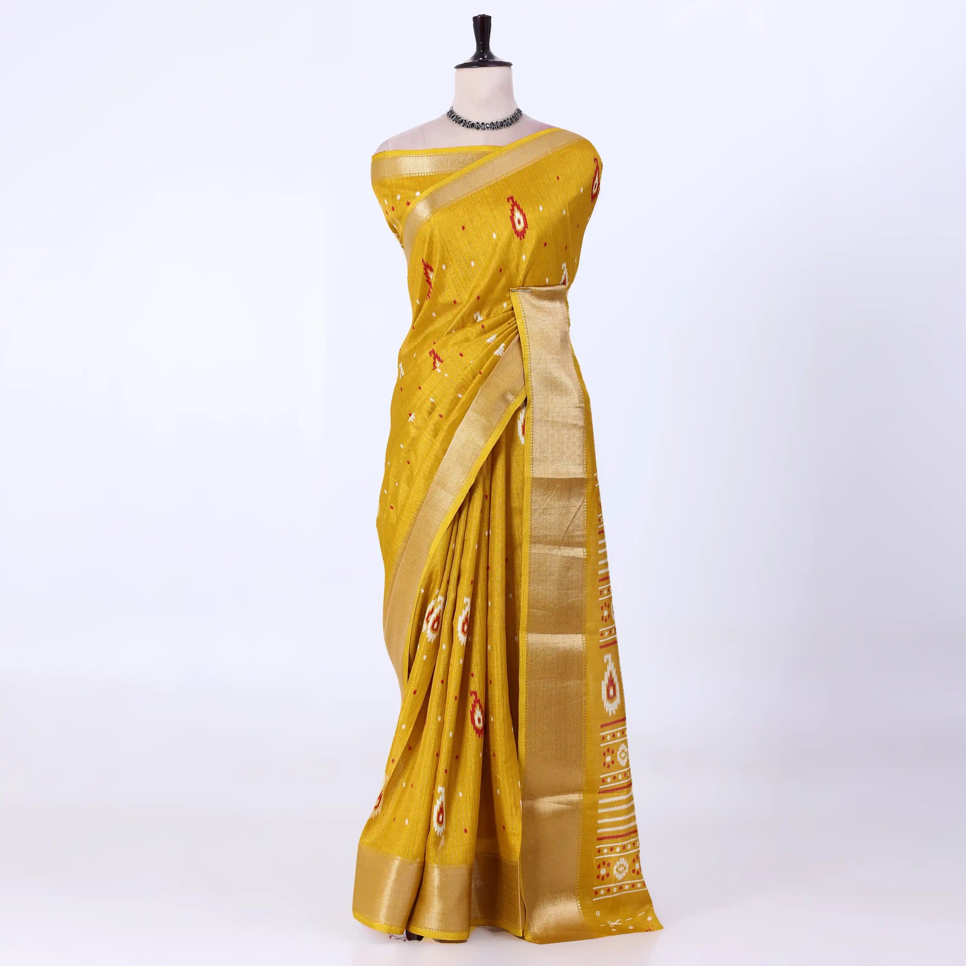 Yellow Dola Silk Sarees for Women | Office Wear Casual Outings & Special Occasions | Jeyachandran - Full View