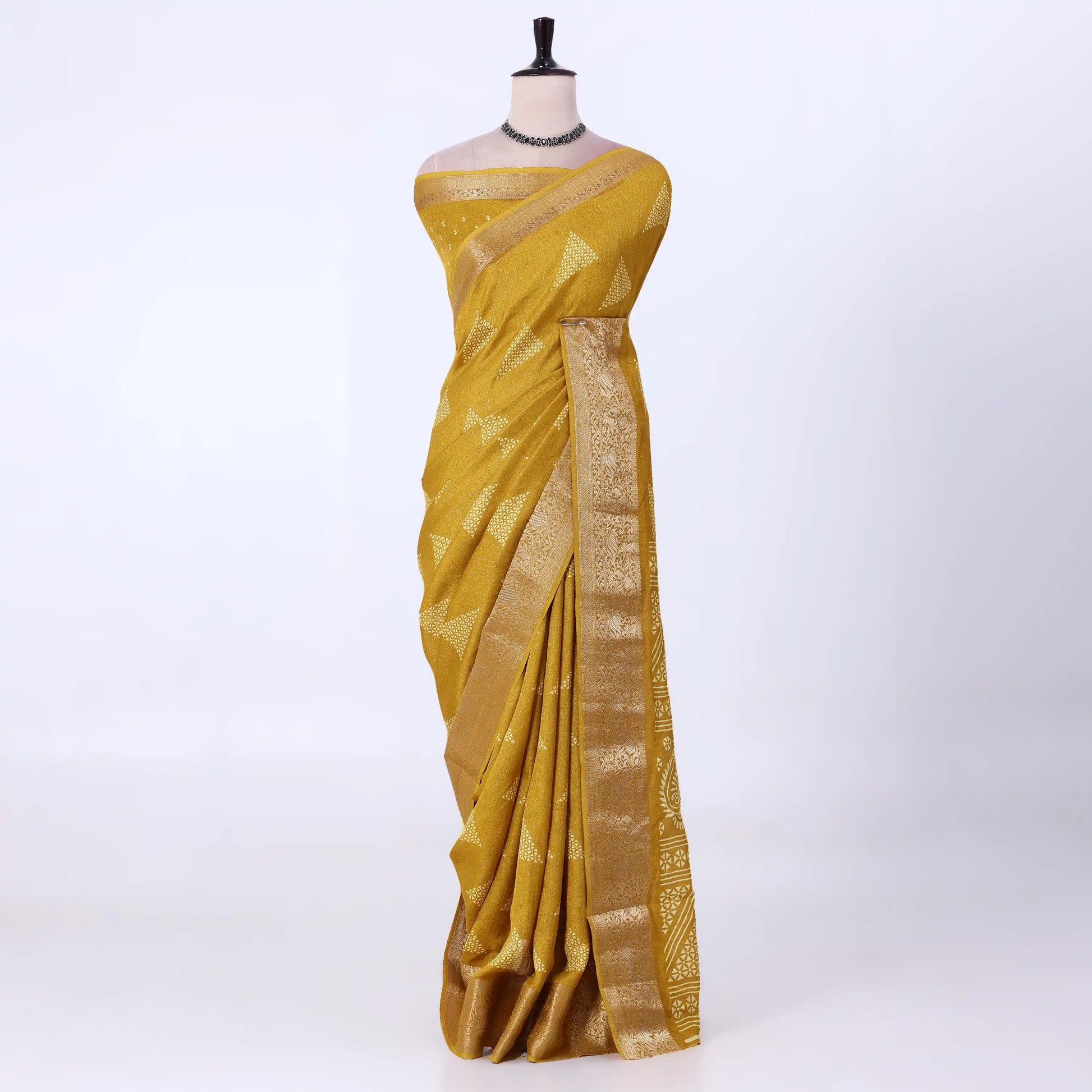 Yellow Dola Silk Sarees for Women | Office Wear Casual Outings & Special Occasions | Jeyachandran - Full View