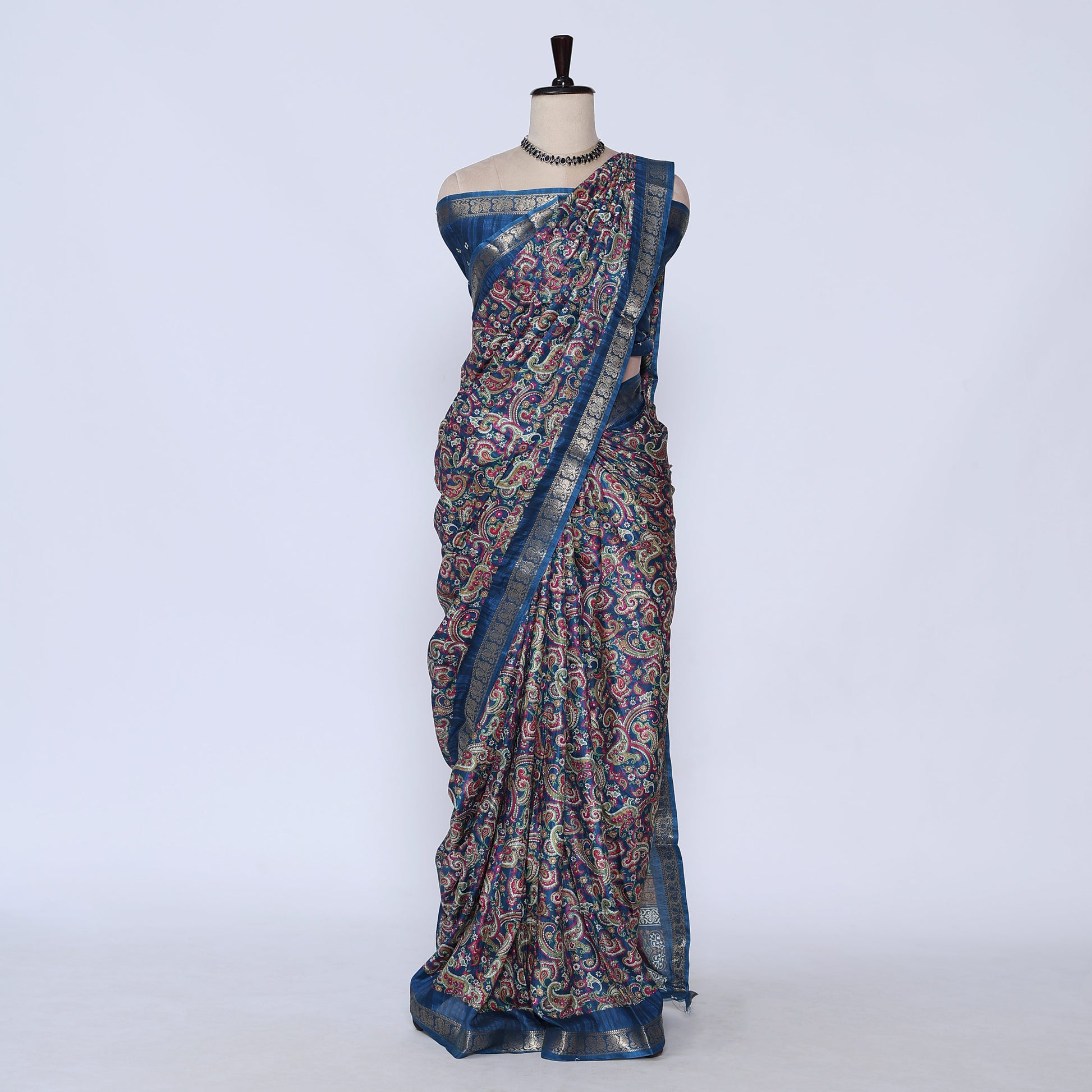 Blue Art Silk Saree for Women | Family Events & Festive Occasion | Jeyachandran - Full View
