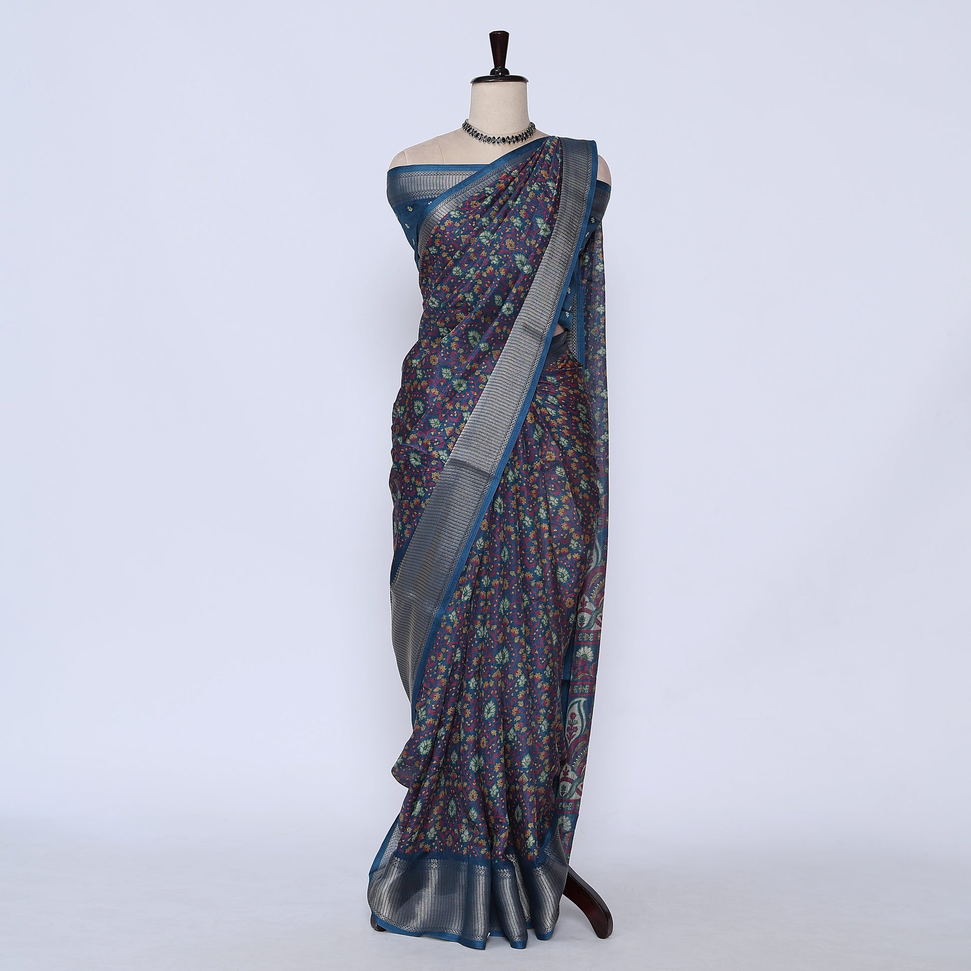 Blue Art Silk Saree for Women | Family Events & Festive Occasion | Jeyachandran - Full View