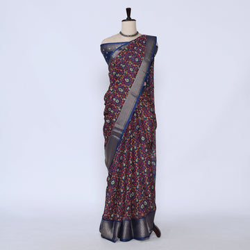 Dark Blue Art Silk Saree for Women | Family Events & Festive Occasion | Jeyachandran - Full View