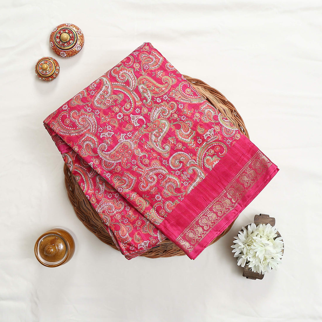 Pink Art Silk Saree for Women | Family Events & Festive Occasion | Jeyachandran - Full View