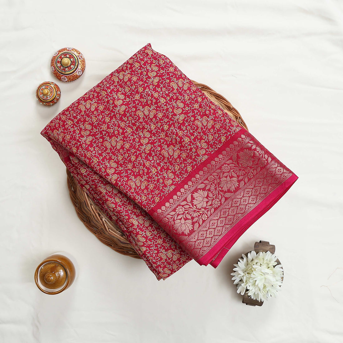Pink Art Silk Saree for Women | Family Events & Festive Occasion | Jeyachandran - Full View