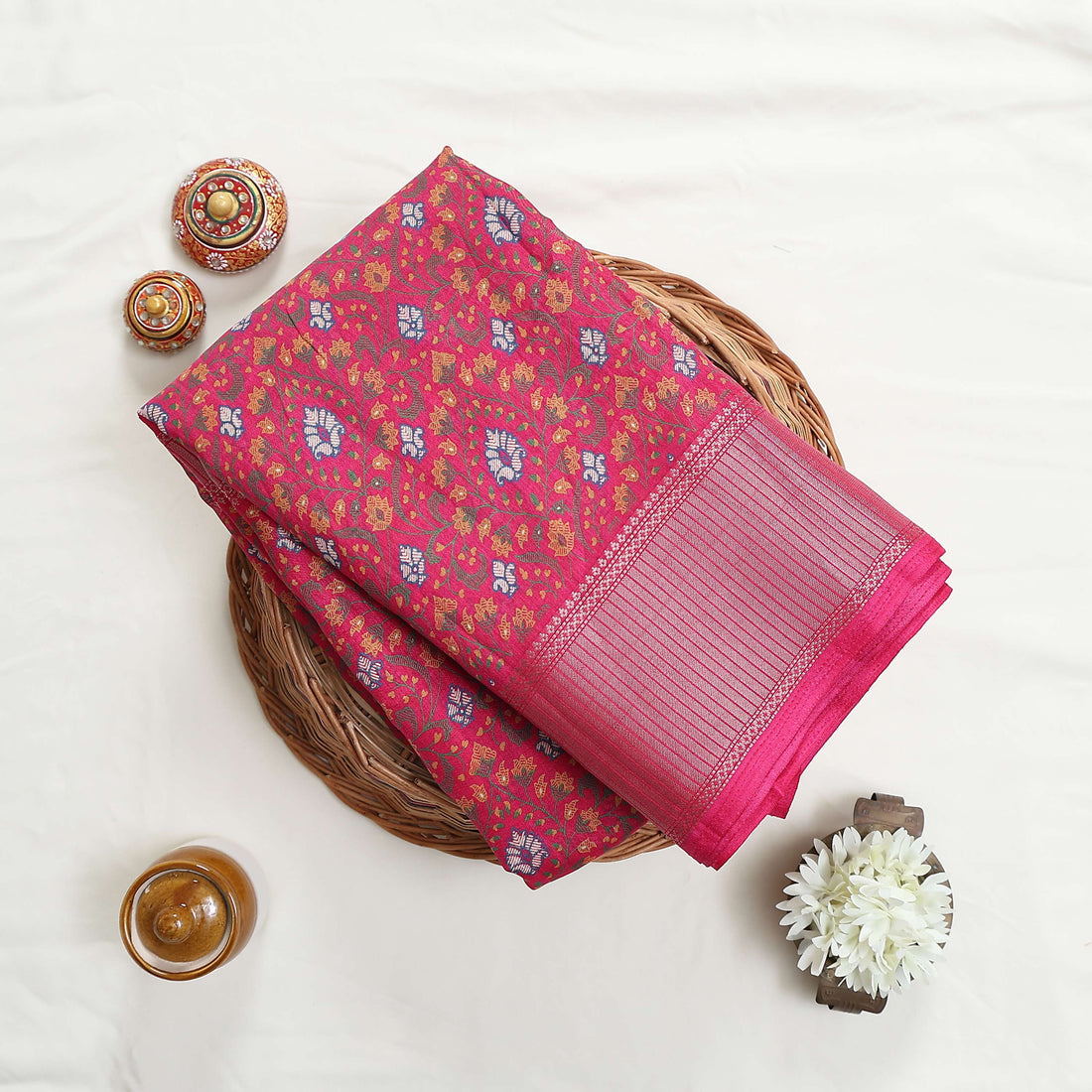 Pink Art Silk Saree for Women | Family Events & Festive Occasion | Jeyachandran - Full View