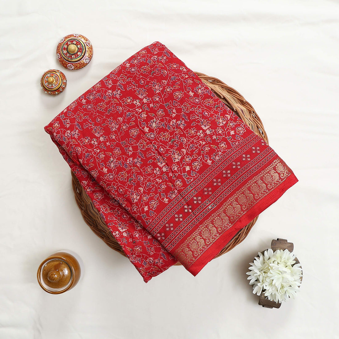 Red Art Silk Saree for Women | Family Events & Festive Occasion | Jeyachandran - Full View