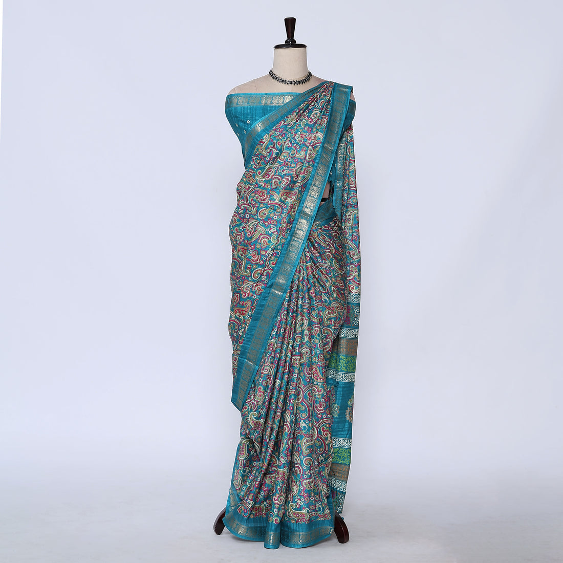 Teal Art Silk Saree for Women | Family Events & Festive Occasion | Jeyachandran - Full View