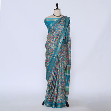 Teal Art Silk Saree for Women | Family Events & Festive Occasion | Jeyachandran - Full View