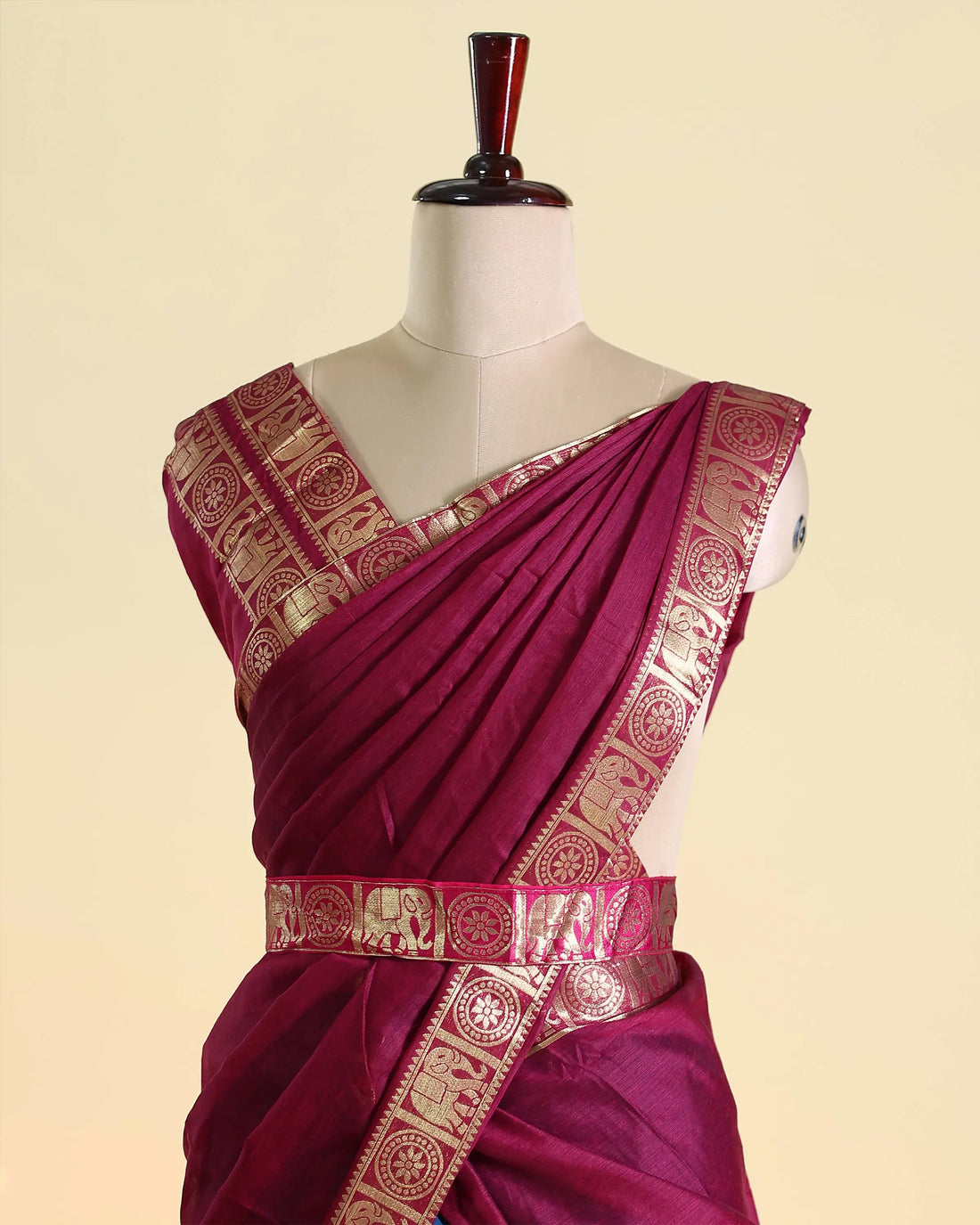 Women's Traditional Dhavani Semi Stitched Set with Zari Woven Border Pleated Skirt and Designer Draped Dupatta - Maroon & Navy
