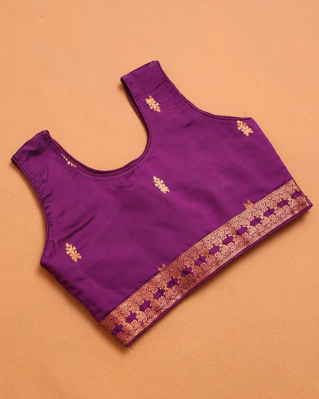 Royal Purple Art Silk Pavadai Dhavani Set with Turquoise Blue Contrast and Traditional Gold Zari Peacock Woven Border