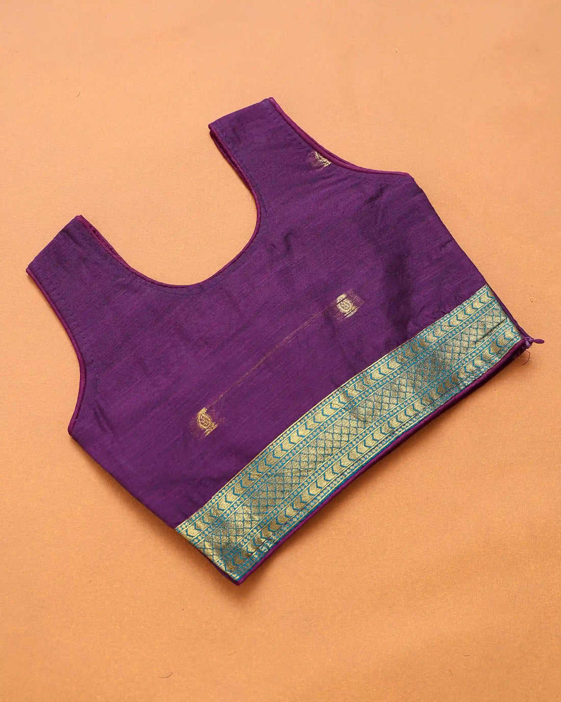 Royal Purple and Teal Blue Art Silk Pavadai Dhavani Set with Traditional Gold Zari Woven Paisley Border