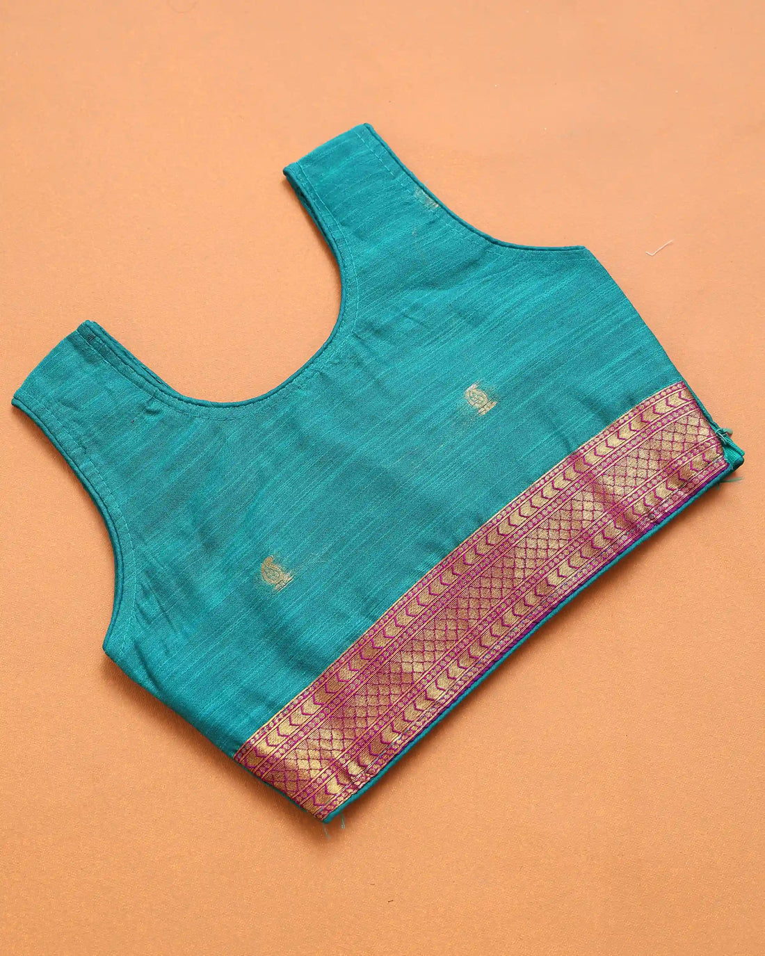 Turquoise Blue and Magenta Purple Art Silk Pavadai Dhavani Set with Traditional Gold Zari Paisley Woven Border