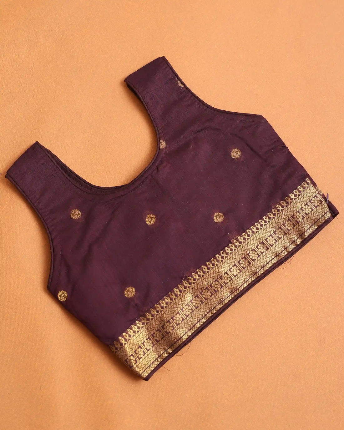 Girls Rust Orange and Deep Maroon Art Silk Pavadai Dhavani Set with Traditional Gold Zari Woven Border