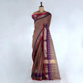 Brown Chettinad Cotton Sarees for Women | Office Wear Daily Wear & Special Occasion | Jeyachandran - Full View