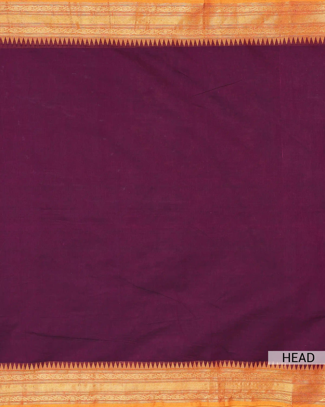 Women's Deep Wine Maroon Chettinad Cotton Saree with Traditional Temple Motif Gold Zari Border