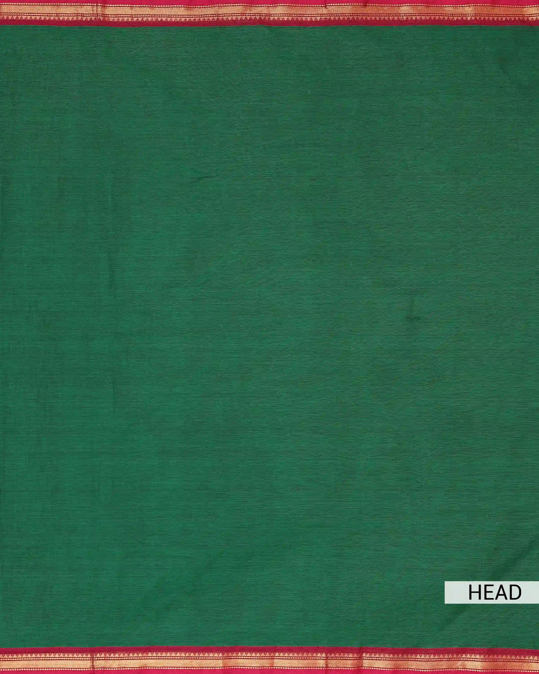 Women's Deep Forest Green Chettinad Cotton Saree with Contrast Maroon and Gold Zari Woven Border