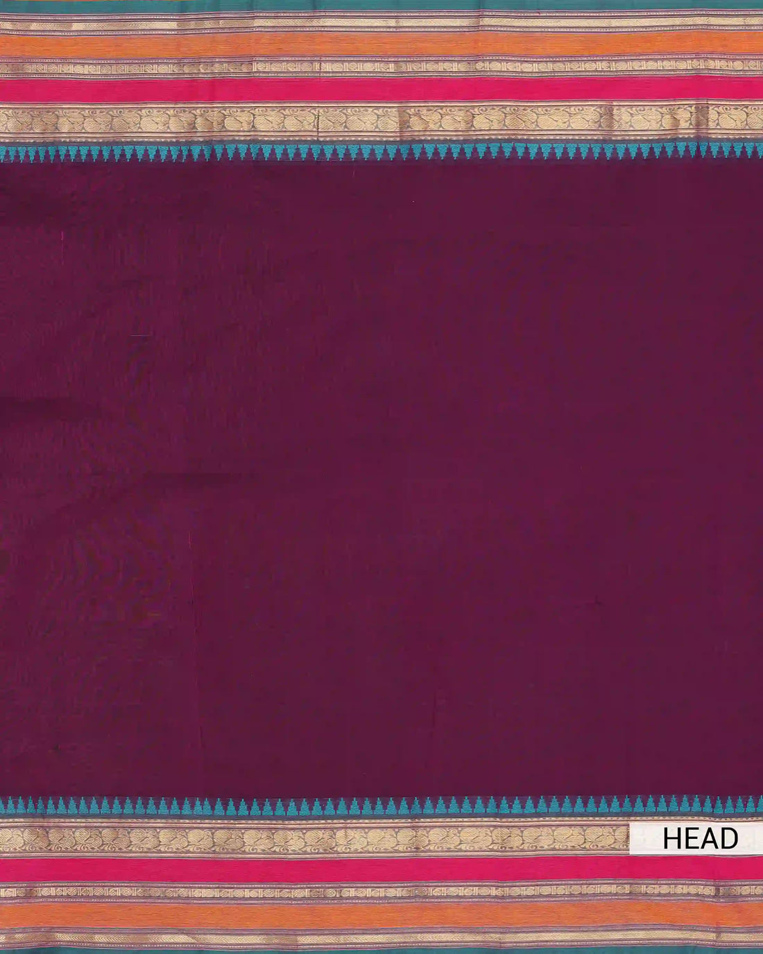 Women's Deep Wine Maroon Chettinad Cotton Saree with Multicolour Peacock Motif Zari Woven Border